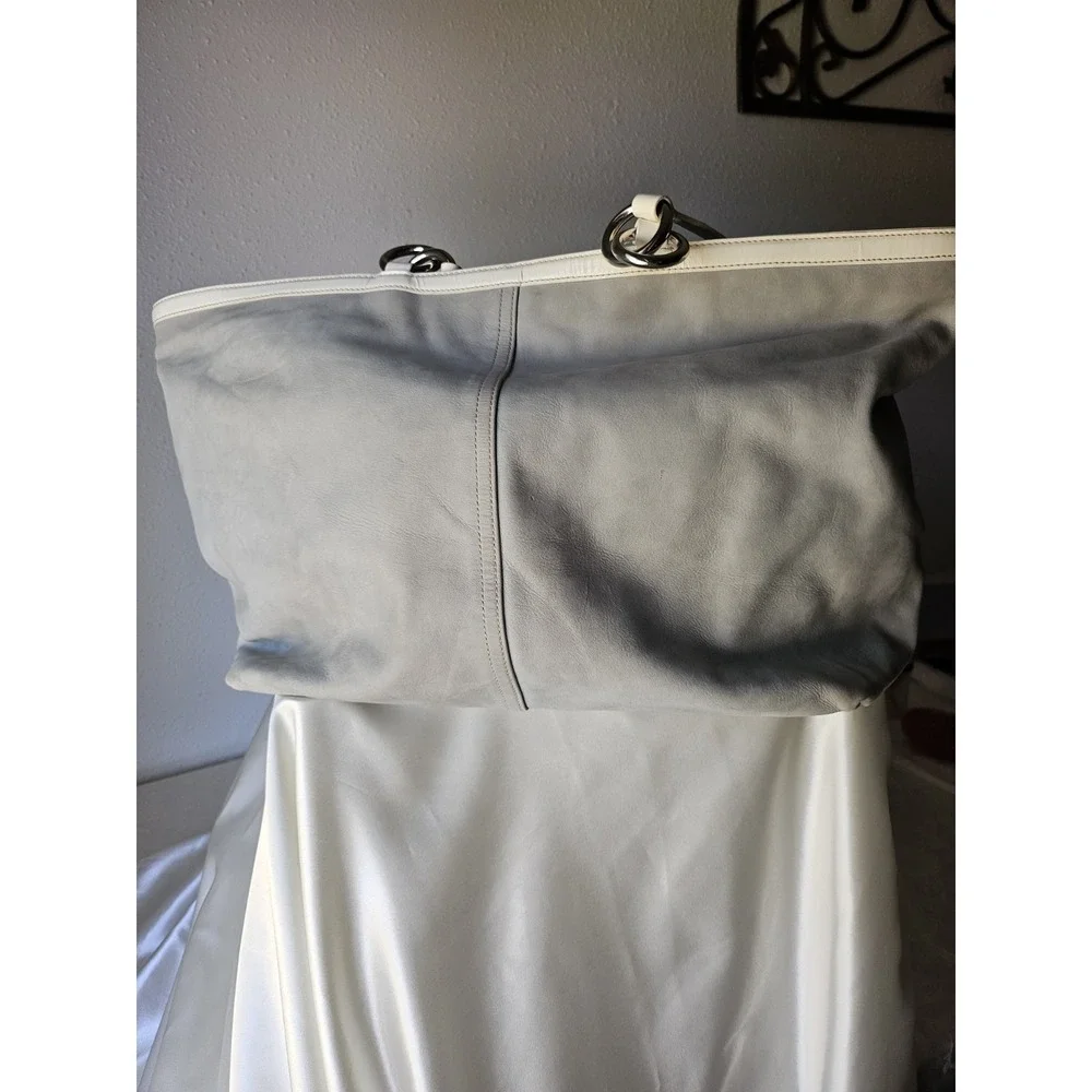 Coach Vintage Suede Tote in Grey and White